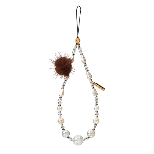 Youngkit Pom-Pom+Beaded Phone Charm & Card Combo