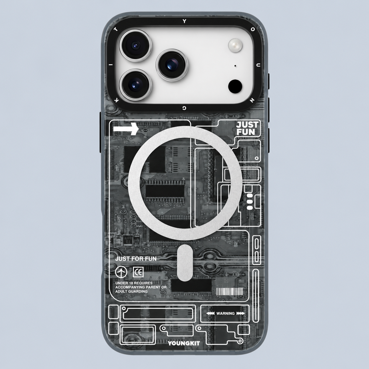Youngkit iPhone 18 Pro Max /17 Pro Max Futuristic Burgundy Circuit Board
