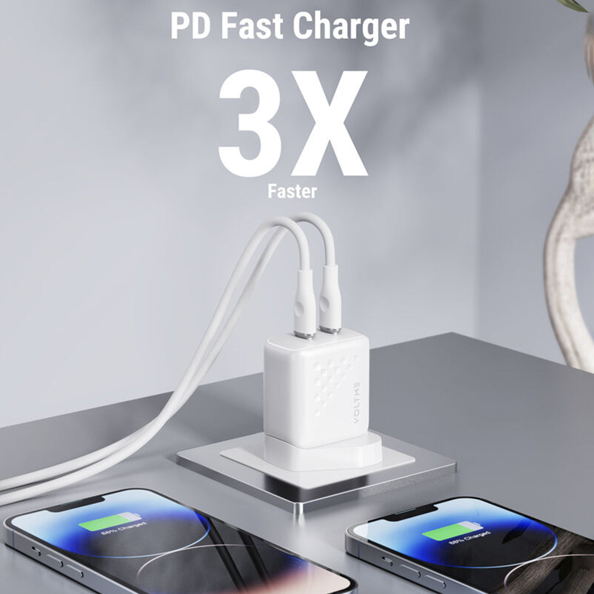 Voltme Revo 35W Lite Two USB-C Ports Wall Charger - White product photo