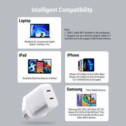 Voltme Revo 35W Lite Two USB-C Ports Wall Charger - White product image