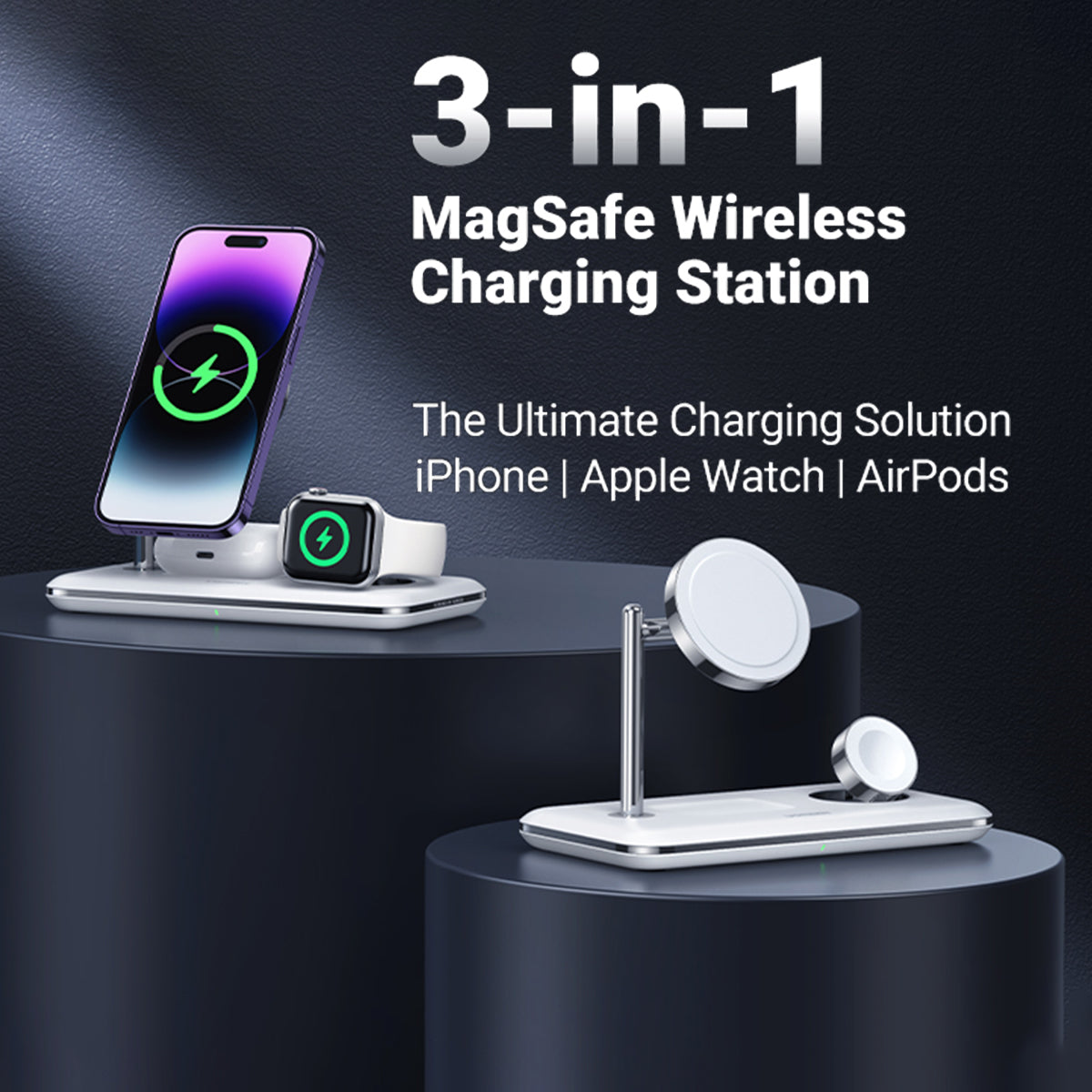 Ugreen 3-in-1 MagSafe Wireless Charging Station - White charger product photo