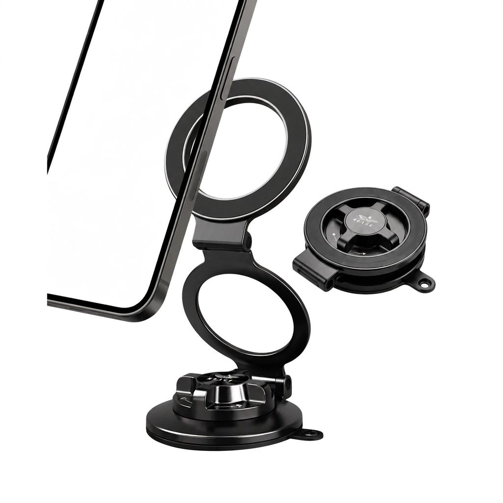 BRAVE BHL-62 Magnetic Vacuum Suction Car Mount Foldable Stand - Black