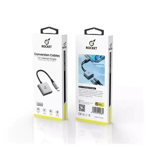 Rocket AU04 2 in 1 Conversation Cable Audio + Charge Type C product photo