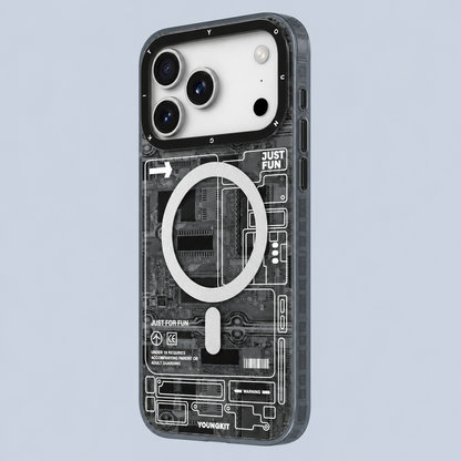 Youngkit iPhone 18 Pro Max /17 Pro Max Futuristic Burgundy Circuit Board
