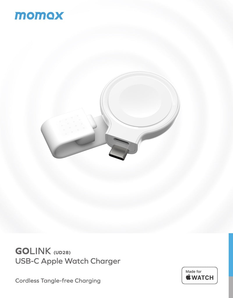 Momax GOLINK USB-C Apple Watch Charger - White back view