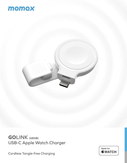 Momax GOLINK USB-C Apple Watch Charger - White back view