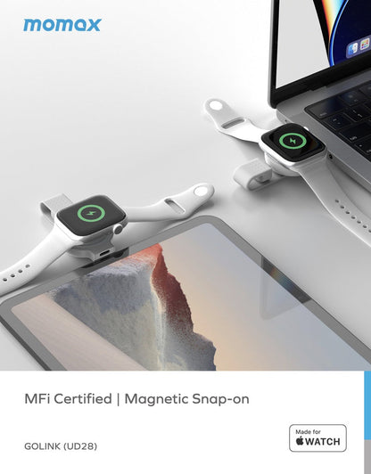 Momax GOLINK USB-C Apple Watch Charger - White side view