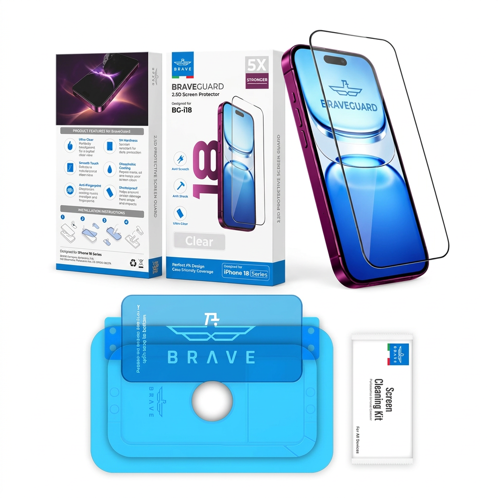Brave iPhone 18 Pro Max HD Tempered Glass Screen Protector – 9H Hardness, Full Coverage - Clear