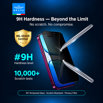 Brave iPhone 18 Pro HD Tempered Glass Screen Protector – 9H Hardness, Full Coverage - Privacy
