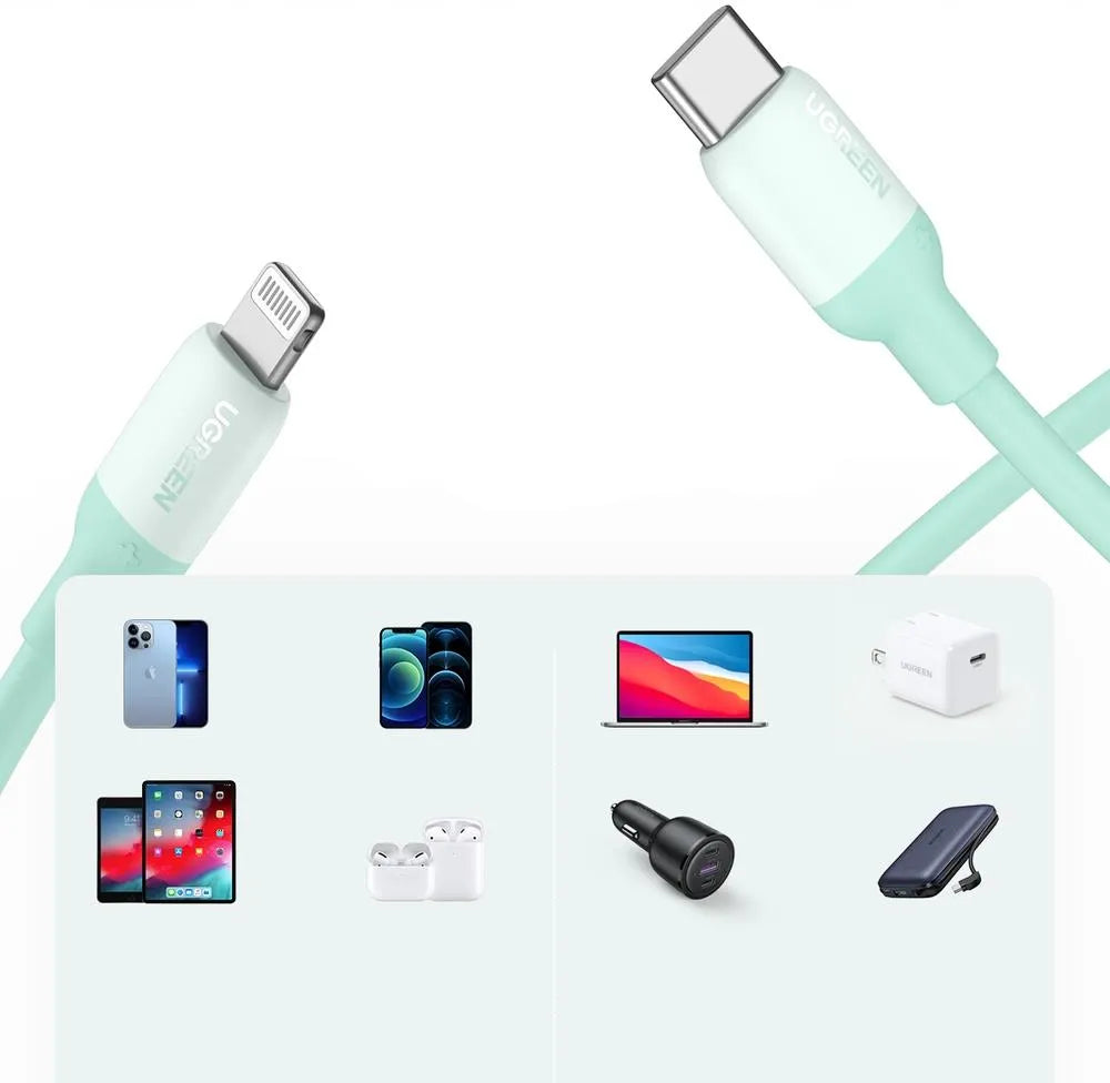 Ugreen fast charging cable USB Type C - Lightning green product image