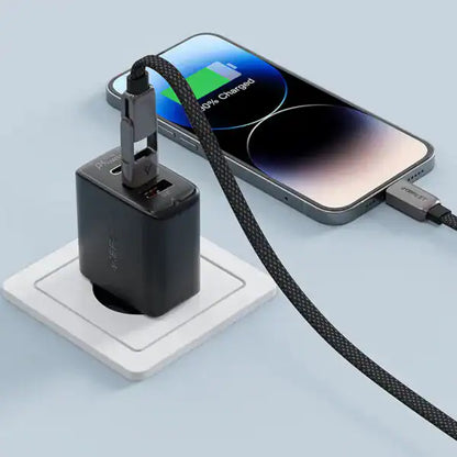 Acefast C13-005 60W 2-in-1 USB Type-C to Type-C Braided Charging Cable-0 2M product photo