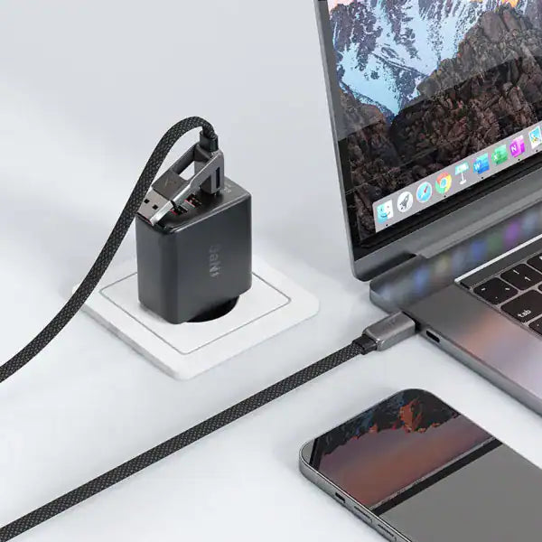 Acefast C13-005 60W 2-in-1 USB Type-C to Type-C Braided Charging Cable-0 2M product image