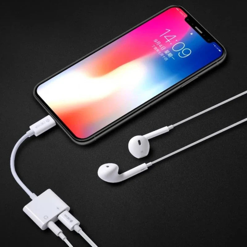 Devia 2-in-1 to Adapter 3 5mm Jack + Charging - White charger additional product image