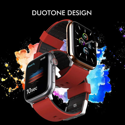 Ahastyle Silicone Duotone Design Band for Apple Watch Red And Black RD
