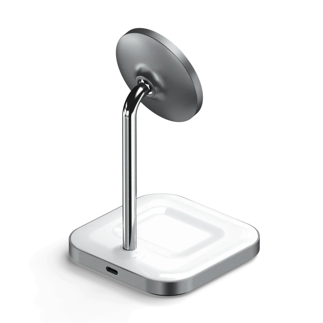 Satechi Aluminum 2-in-1 Magnetic Wireless Charging Stand in-use view