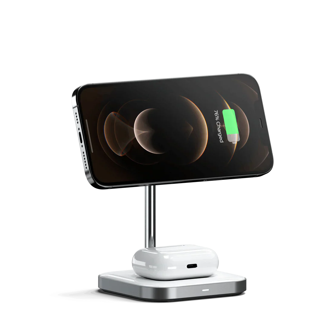 Satechi Aluminum 2-in-1 Magnetic Wireless Charging Stand back view