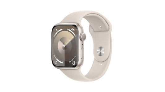 Apple Watch Series 9 45mm Starlight Aluminium Case Starlight Sport Band - M L