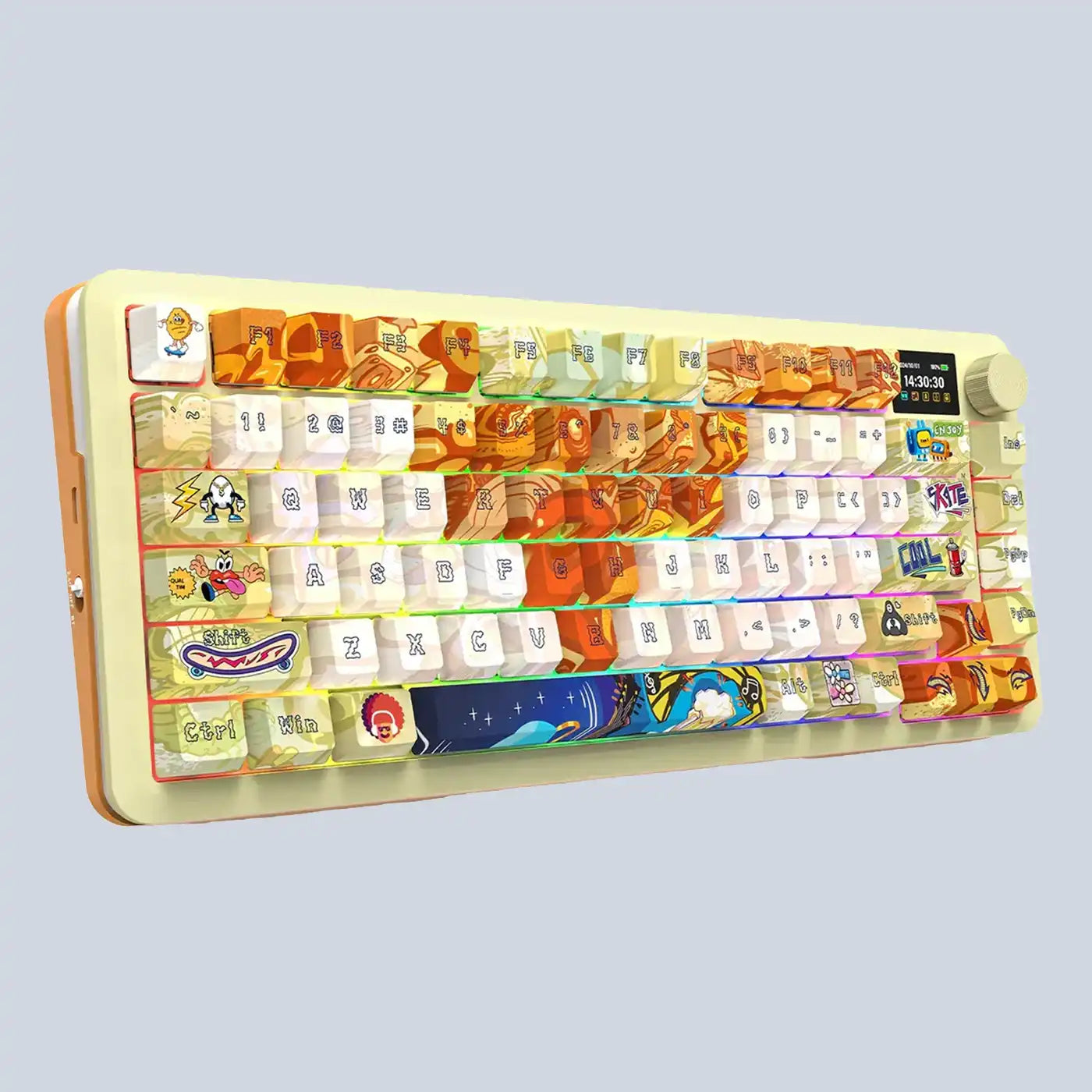 Fleckact Pro Art 3modes Connections With Lcd Screen Gasket Mounted Mechanical Keyboard