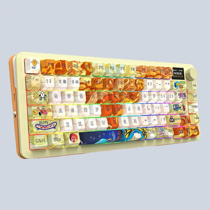 Fleckact Pro Art 3modes Connections With Lcd Screen Gasket Mounted Mechanical Keyboard