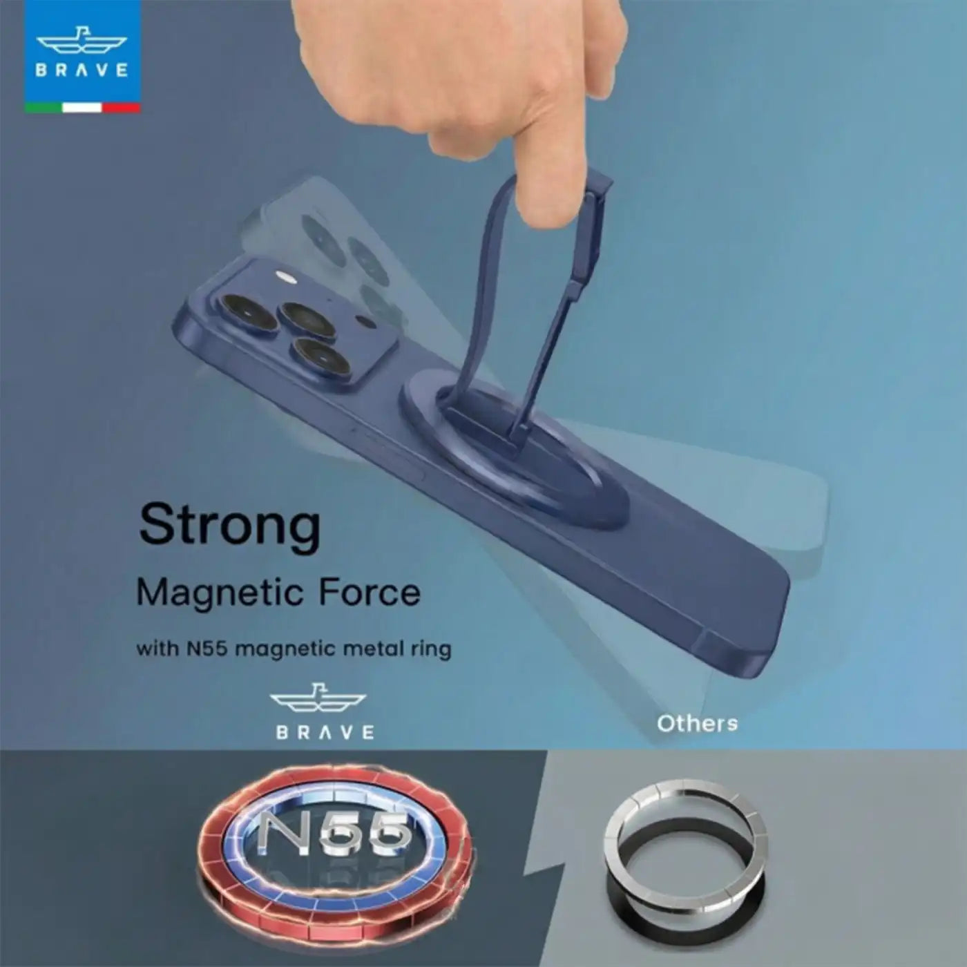 BRAVE MagGrip 3-in-1 Magnetic Phone Grip & Kickstand -Blue additional product image