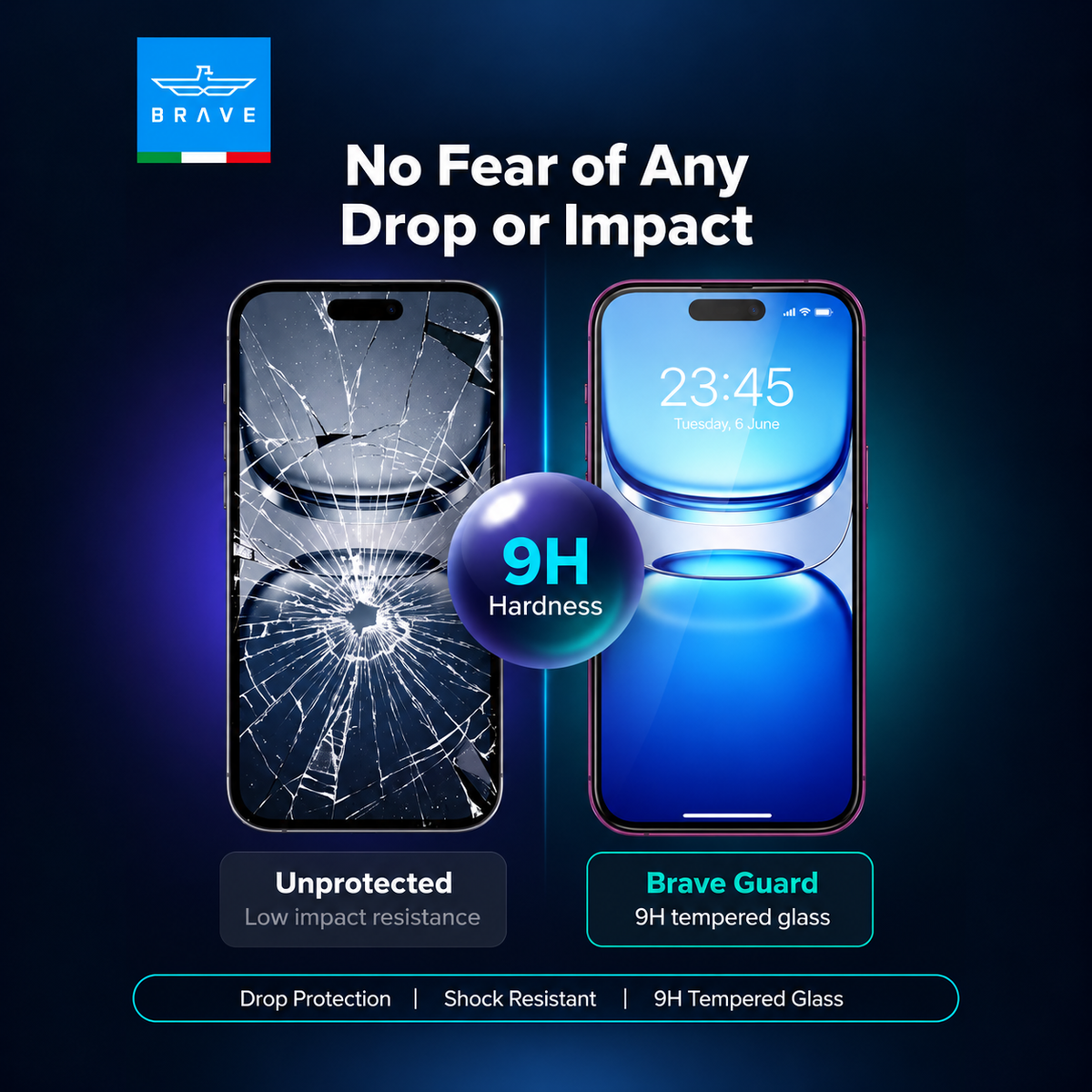 Brave iPhone 18 Pro Max HD Tempered Glass Screen Protector – 9H Hardness, Full Coverage - Clear