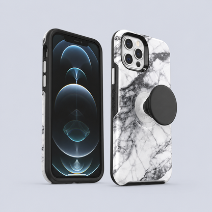 OtterBox iPhone 12 Pro Max Otter + POP Symmetry Series Case - White Marble back view