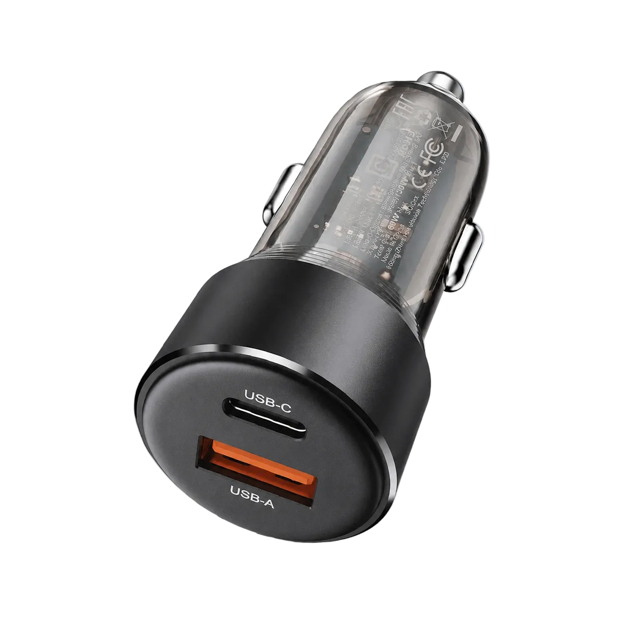 Acefast B12 60W USB-A+Type-C Charger Cigarette Lighter Phone Fast Charging Adapter