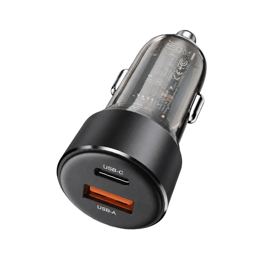 Acefast B12 60W USB-A+Type-C Charger Cigarette Lighter Phone Fast Charging Adapter