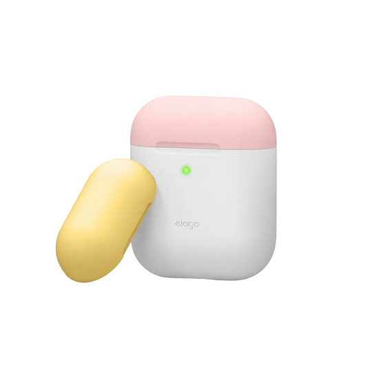 Elago Duo Case for Airpods - Body-White / Top-Pink,Yellow