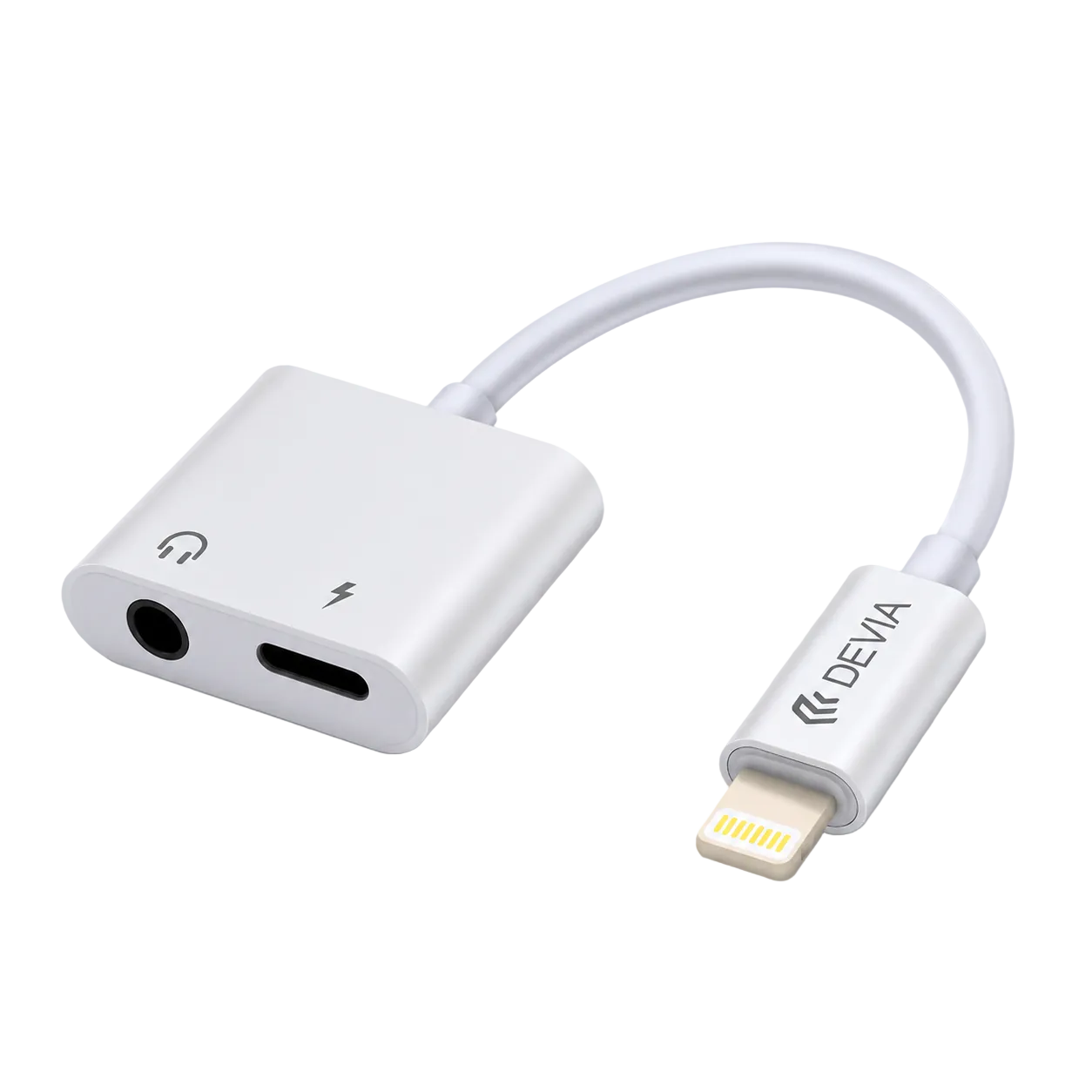 Devia 2-in-1 to Adapter 3 5mm Jack + Charging - White charger product photo