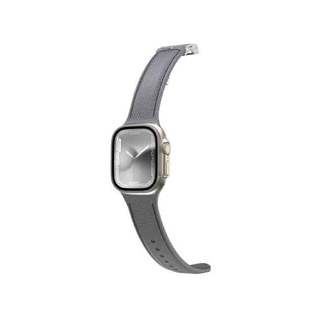 AmazingThing Apple Watch Band TITAN SWIFT Silicone Band Leather Texture Gray