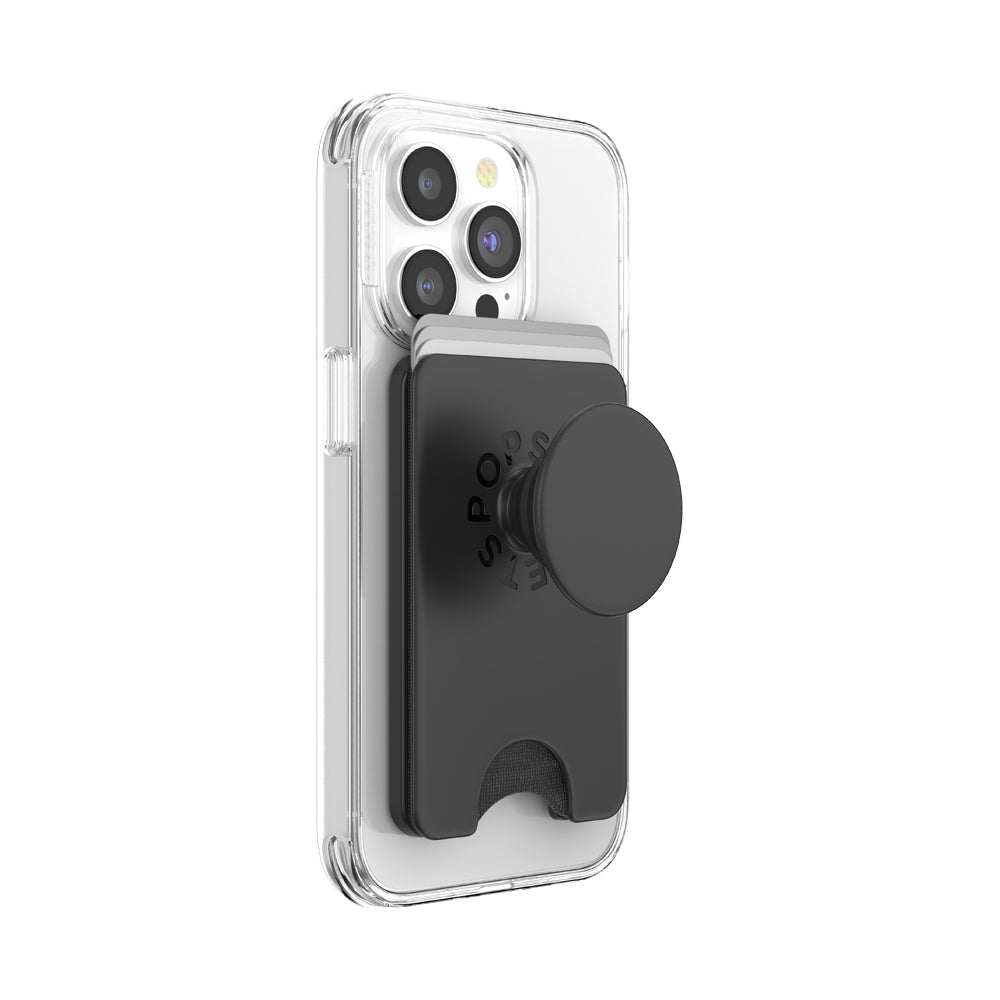 PopSockets Phone Wallet for MagSafe Phone Card Holder with Grip - Black back view