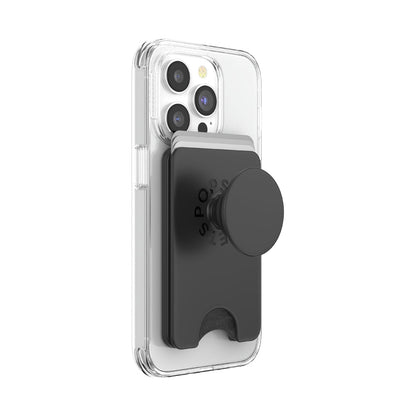 PopSockets Phone Wallet for MagSafe Phone Card Holder with Grip - Black back view