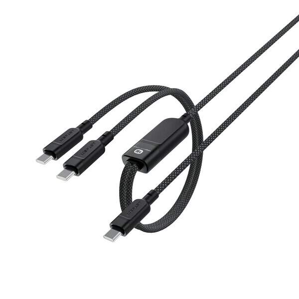 Acefast C5 USB-C - USB-C 2in1 100W 480Mb s cable - black product photo