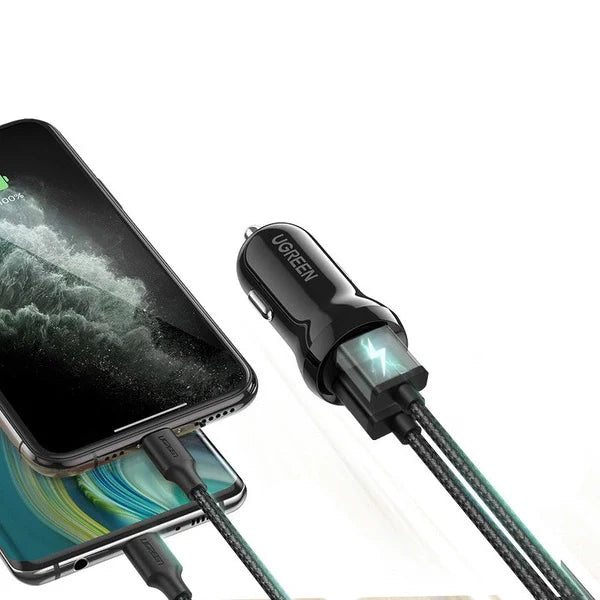 Ugreen car charger 2x USB 24W 4 8 A 2x 2 4 A black 50875 product image