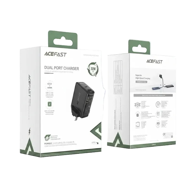 Acefast A8 PD32W USB-C+USB-A dual port charger UK