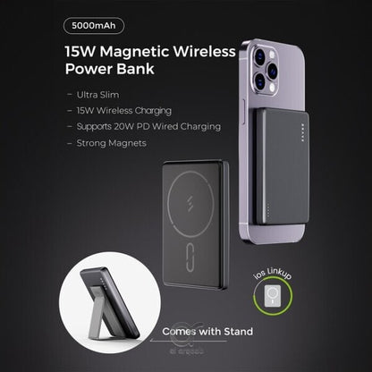 Brave Ultra Slim 10000mAh Magnetic Wireless Power Bank 15W Stand MagSafe product photo