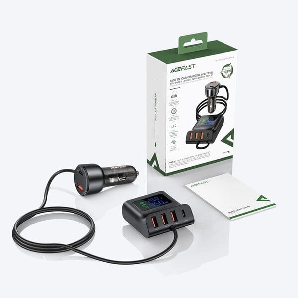 Acefast B11 138W Car Charger Splitter with Digital Display product photo