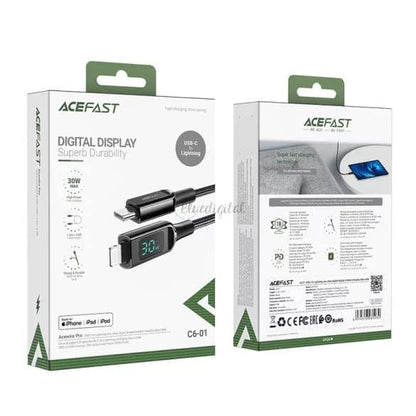 Acefast C6-01 USB-C to Lightning zinc alloy digital display braided charging product photo