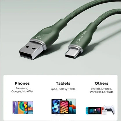 Voltme PowerLink USB-A to USB-C Cable – 60W – 1M – Green