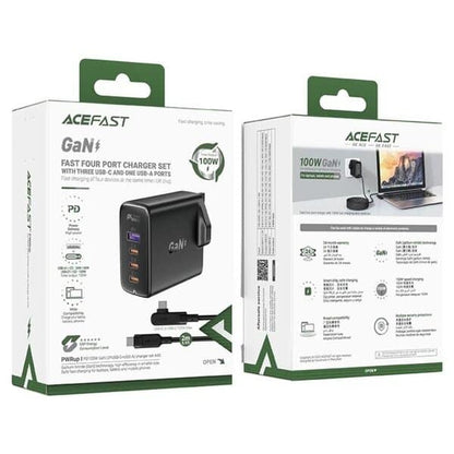 Acefast A40 PD100W GaN 3*USB-C+USB-A charger set UK product photo