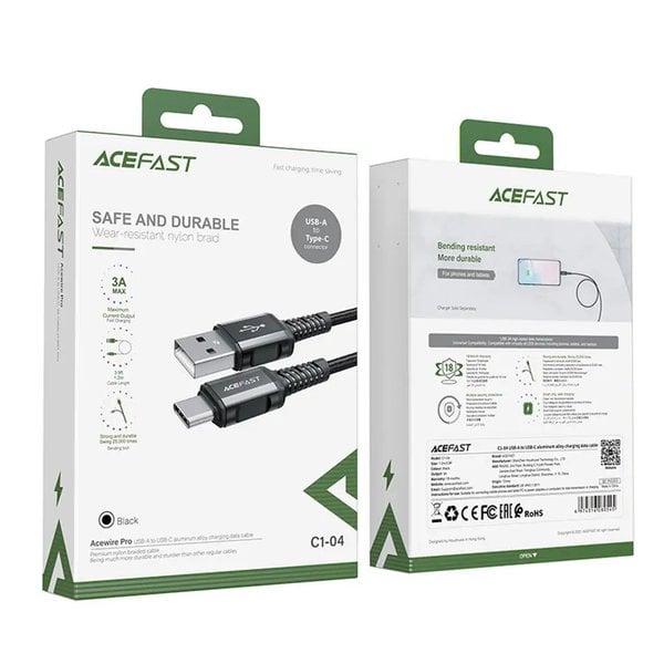 Acefast C1-04 USB-A to USB-C aluminum alloy charging data cable product photo