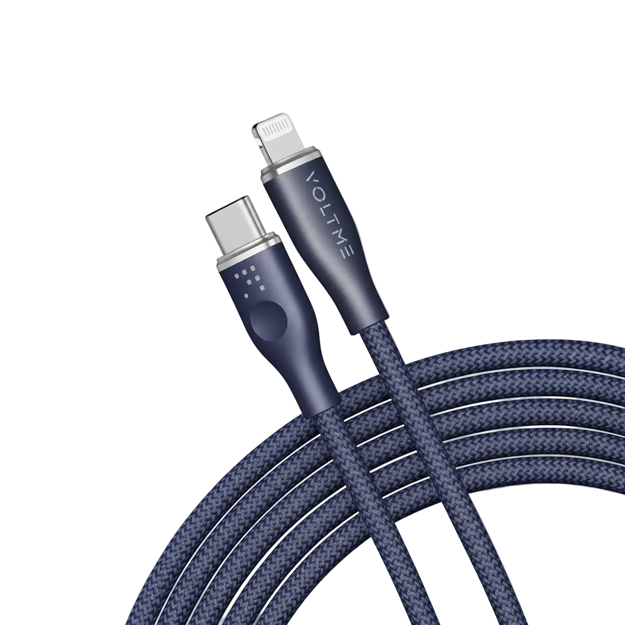 Voltme Powerlink Rugg Double Nylon Cable Type C to Lightning 3A / 1.2M Zinc-Alloy Connector Blue