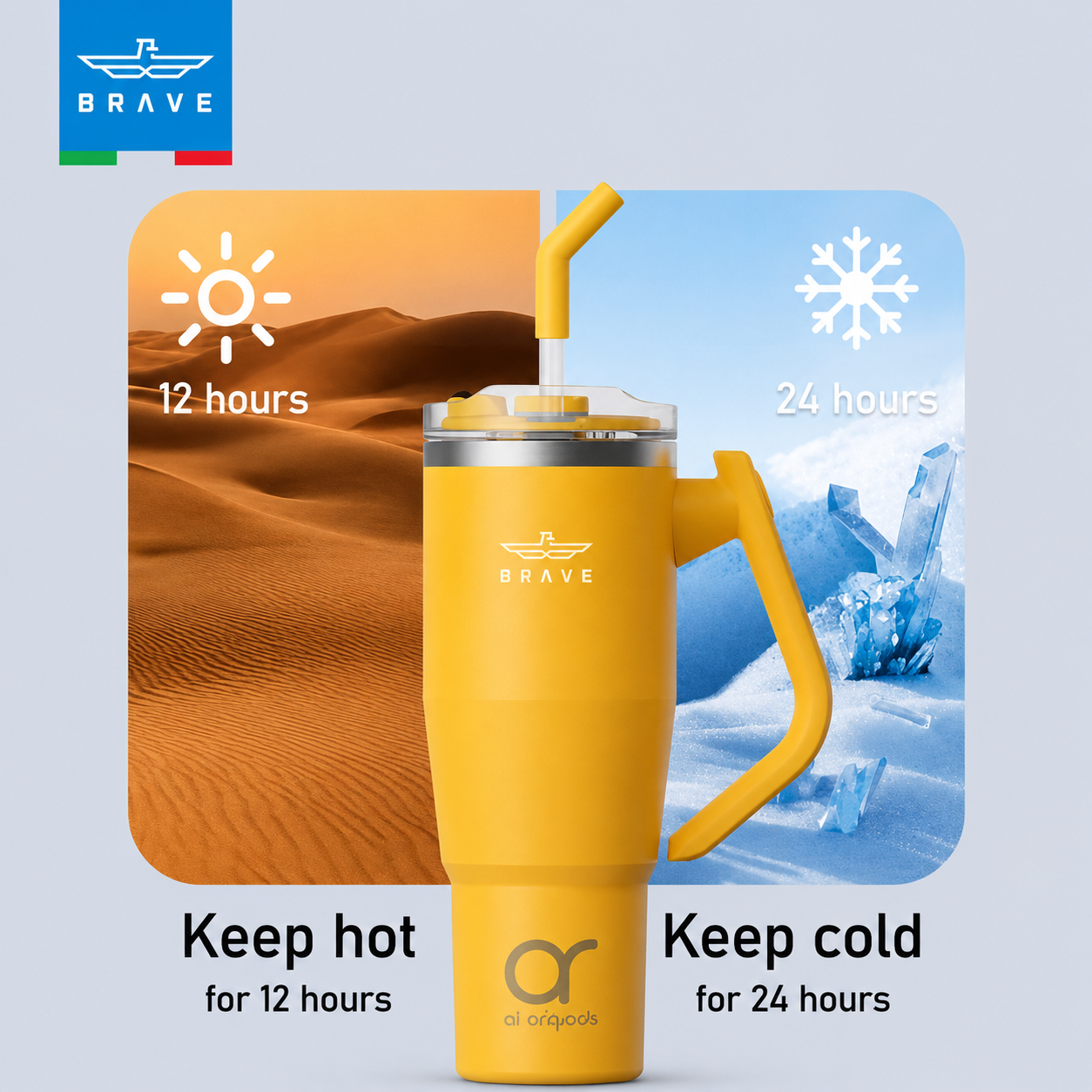 Brave Temp Guard Vacuum Insulated Travel Mug 1200mL - Yellow