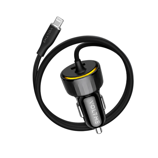 Voltme Cazo Car Charger 1 Port Usb  with Built in Cable Lightning 27W
