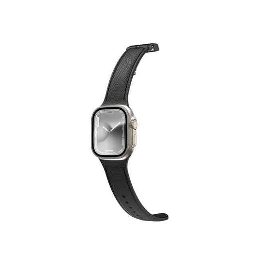 AmazingThing Apple Watch Band - TITAN SWIFT Silicone Band Leather Texture Black