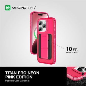 AmazingThing Titan Pro Magnetic Case Wallet Set iPhone 15 Pro max-pink product image