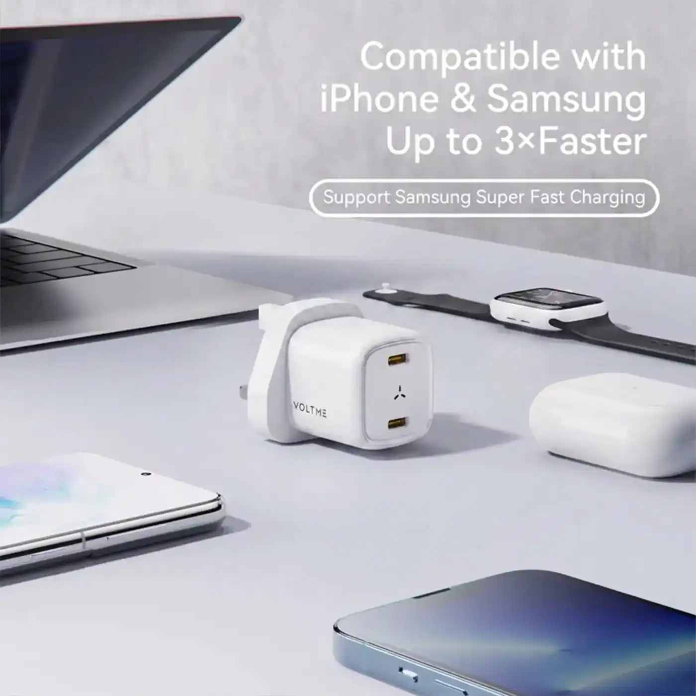 Voltme Revo 30 Duo Gan Tech Wall Charger - White additional product image