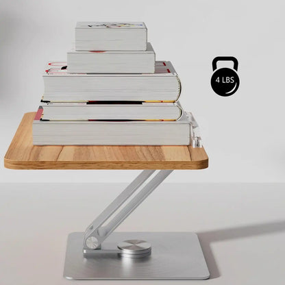 Rotatable 360° Adjustable Book Stand Holder - Wood Brown Aluminum Body