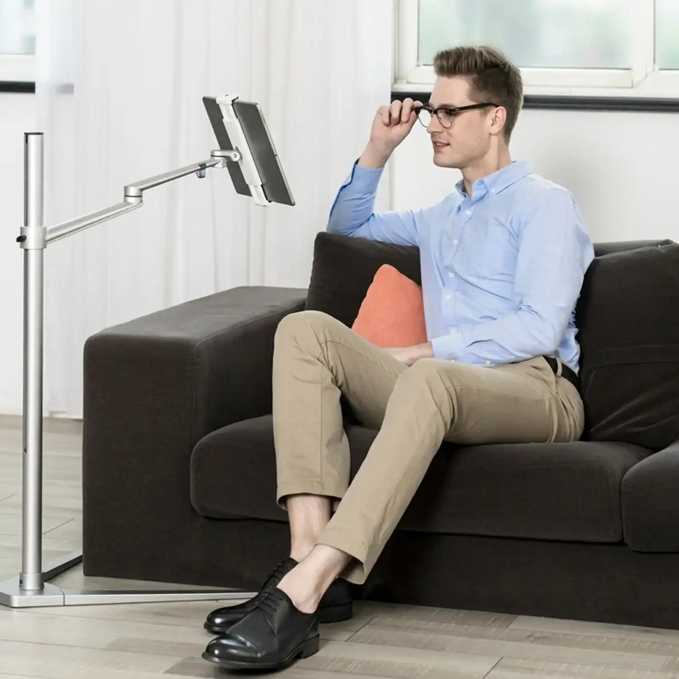 Gamvity Height-adjustable Triangle Floor Stand for Tablet Laptop & PC Display